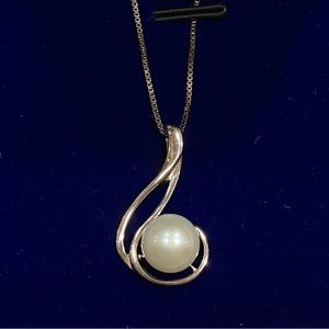 Genuine Freshwater Cultured Pearl Necklace with Sterling Silver Chain